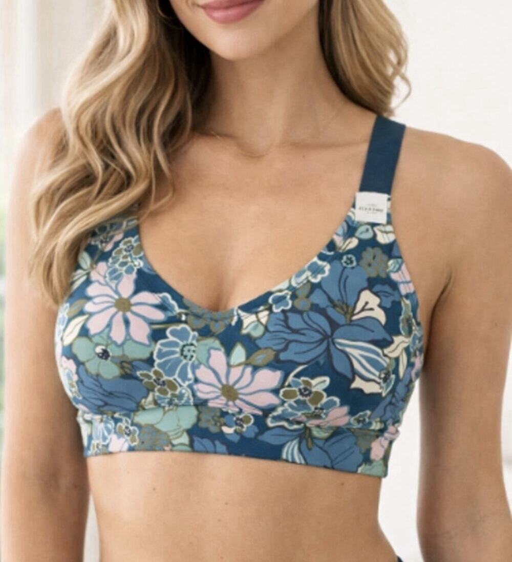 Offline by Aerie Women's Size Small Blue Green Floral Sports Bra